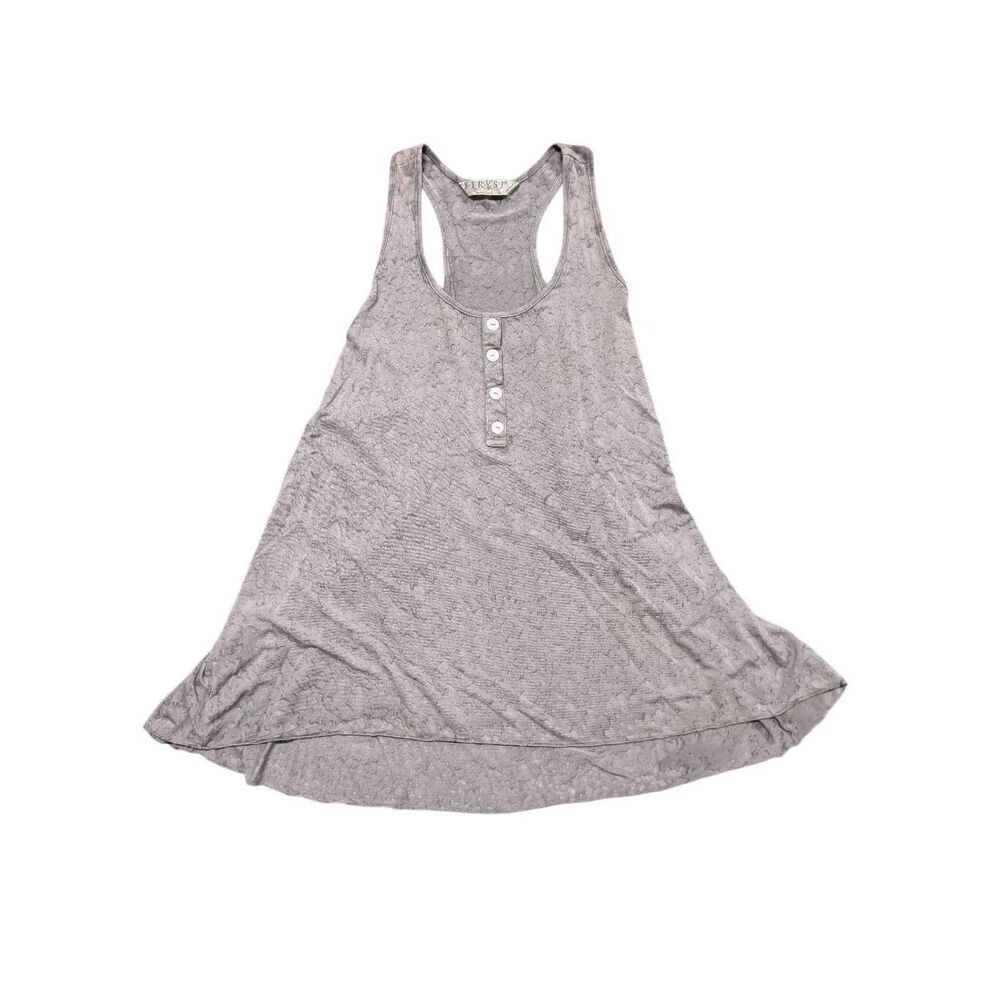 Tryst Gray Hi-Lo Racerback Sleeveless Button Front Top Women's Size Small